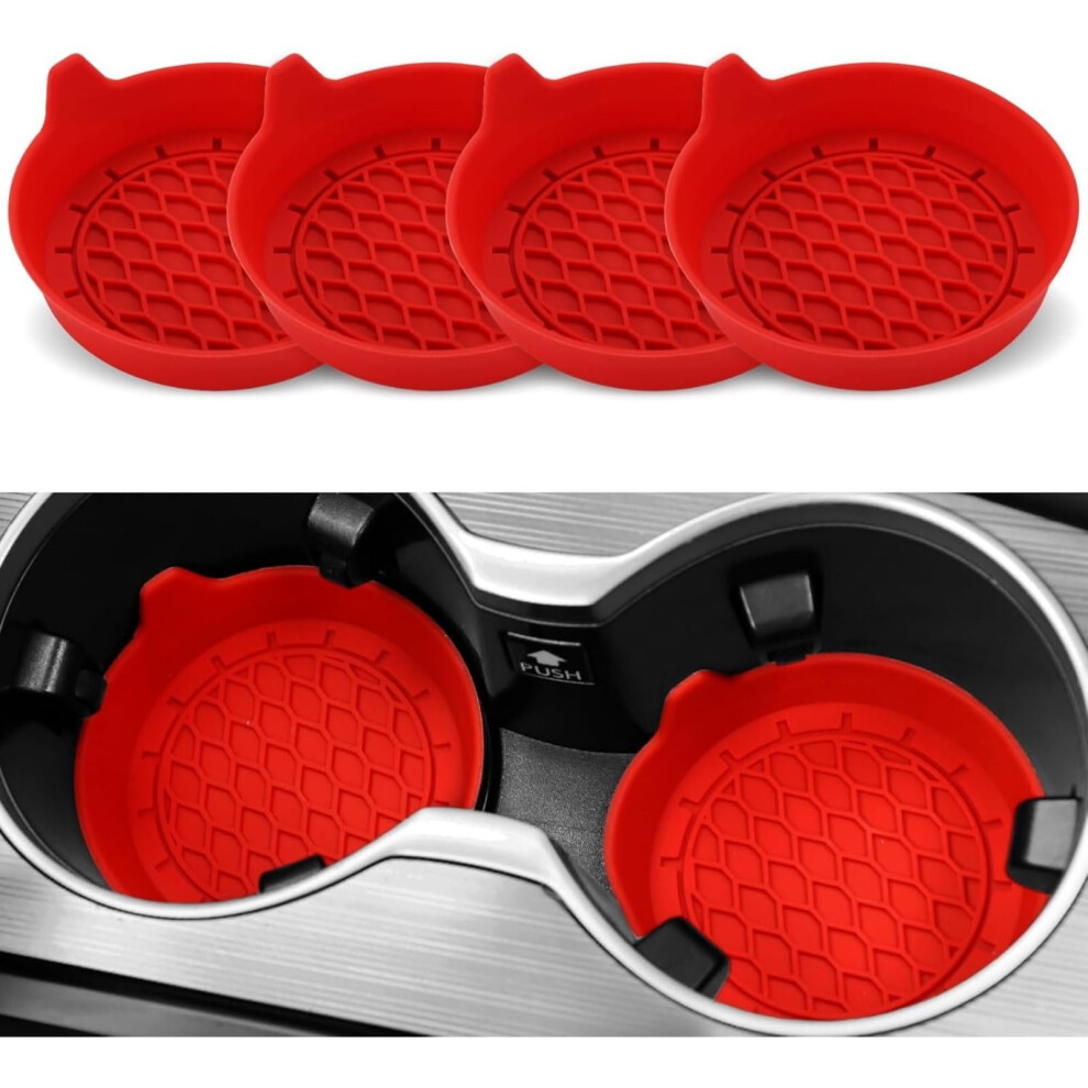 Universal Silicone Car Cup Holder Coasters Nonslip Inserts For Any Vehicle 4Pack Accessories For Men & Women Black 9382693454362
