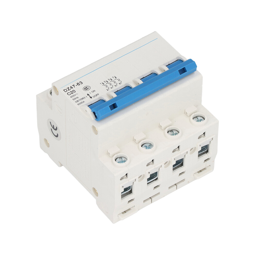 Mini 4P Mcb Circuit Breaker 20A 400V 6000A For Home With Din Rail Mount 4641375902610