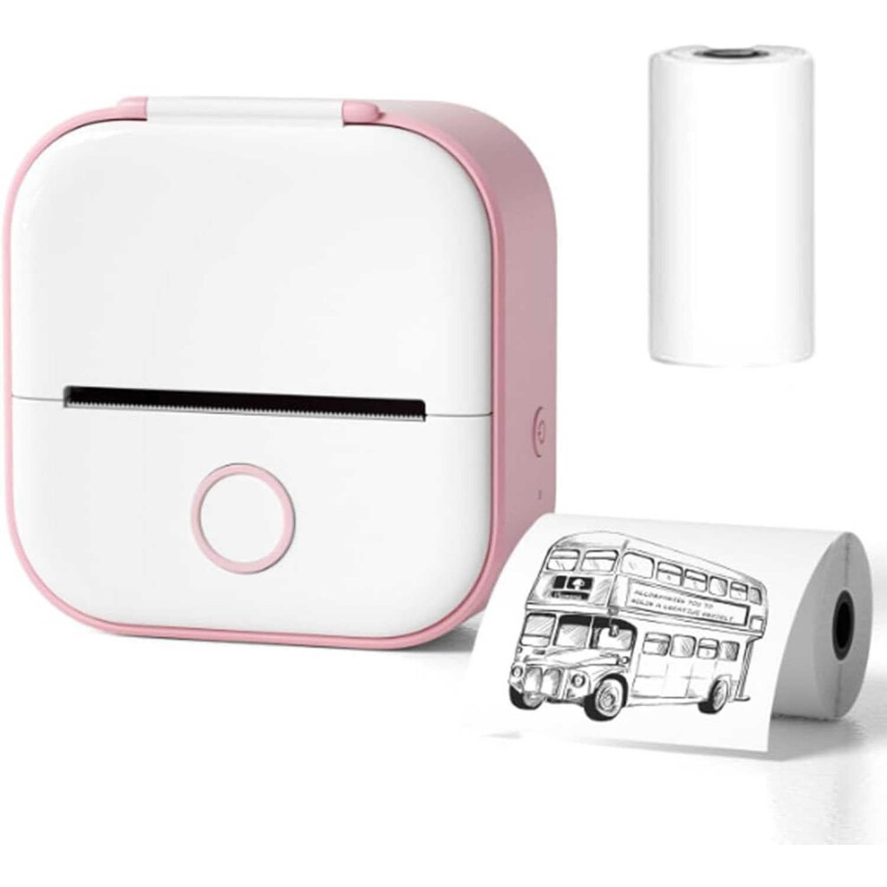 Mini Photo Printer Bluetooth Wireless Inkless Thermal For Scrapbook Stickers And Sticky Notes Pink 9044945401240