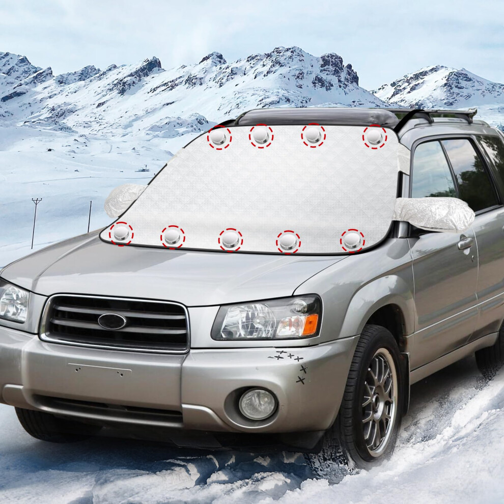 Magnetic Car Windshield Snow Cover With Side Mirror Freeze Guard, Extra Thick 4Layer Waterproof Shield 9187378466148