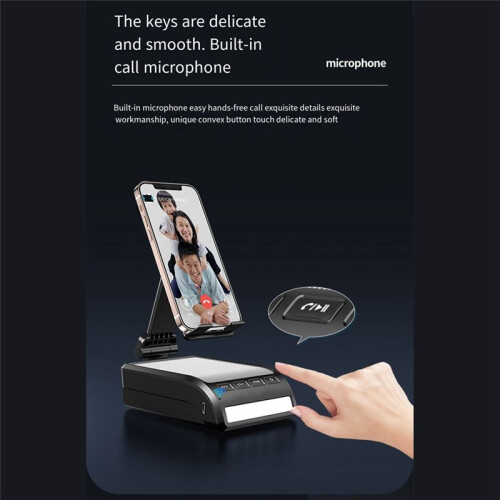 Mobile Phone Holder with  Speaker Led Light Built-in Microphone Portable Foldable Cell Phone Stand 1