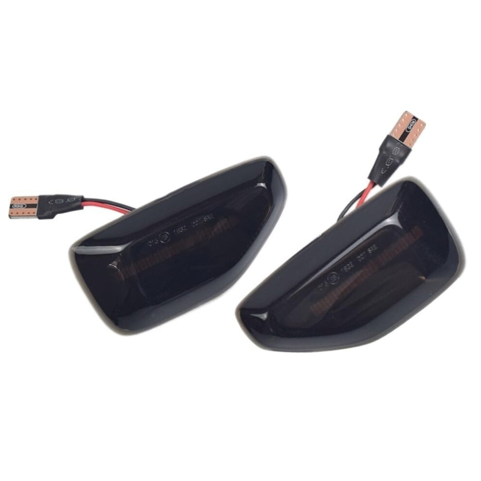 2Pcs Dynamic Side Marker Lights Smoked Led Turn Signals For Dacia Logan Sandero Duster Black/Amber 9187378466247