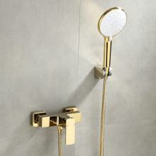 Bathtub Taps Wall Mounted Bath Mixer Tap, Hot Cold, 3Mode Shower, Single Lever Gold Finish