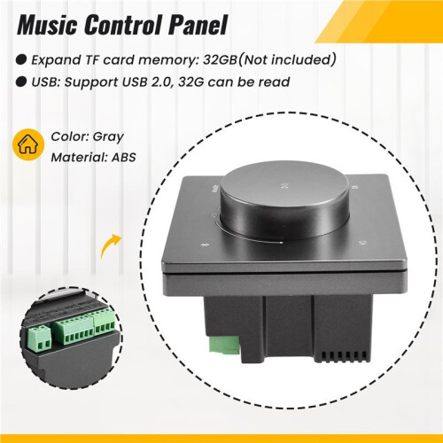 Home  Audio Wall Amplifier Hotel Background Music Control Panel TF AUX Bluetooths Player System Control Panel 2