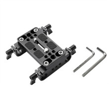Placa de Montaje para Cámara Pro DSLR Soporte para Montaje en Hombro Placa de Montaje para Trípode con Soporte para Lentes Varillas de 15 mm (B)
