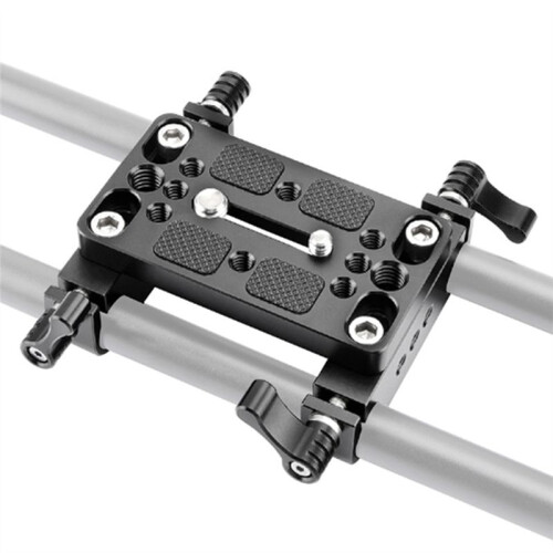 Camera Mounting Plate Pro DSLR Shoulder Mount Support Rig Tripod Mount Plate with Lens Support 15mm Rods(B) 2