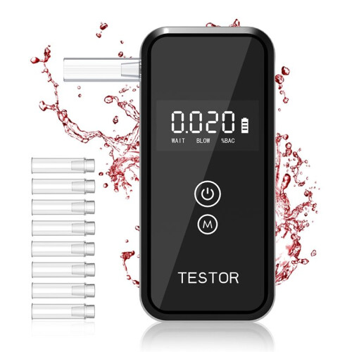 Etilometro Digitale Portatile con 8 Bocchini per La Sicurezza Stradale