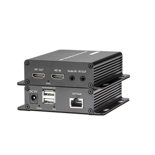4K -Compatible KVM Extender 200m Audio Video Extension with IR Plug &  High-Resolution Network Cable Support(EU)