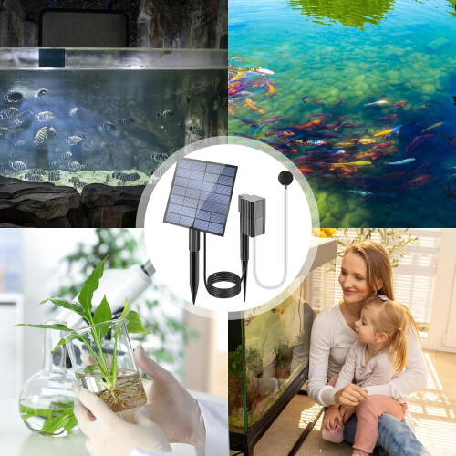 Solar Pond Aerator Solar Air Pump with Adjustable Panel for Fish Tanks Hydroponics Low Noise 2