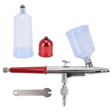 Dubbelwerkende airbrush met zwaartekrachttoevoer, 0,3 mm sproeier, multifunctioneel spuitgereedschap voor taartdecoratie, nagelkunst, make-up en