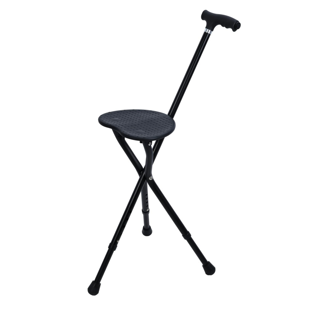Light 440 Lbs Walking Stick With Seat And Led Adjustable Folding Cane Chair For Seniors, Weight Aluminium Frame