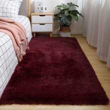 Fluffy Rugs Plush Shaggy Rug 140x200 Cm Burgundy B NonSlip Backing Washable For Living Room Bedroom Playmat