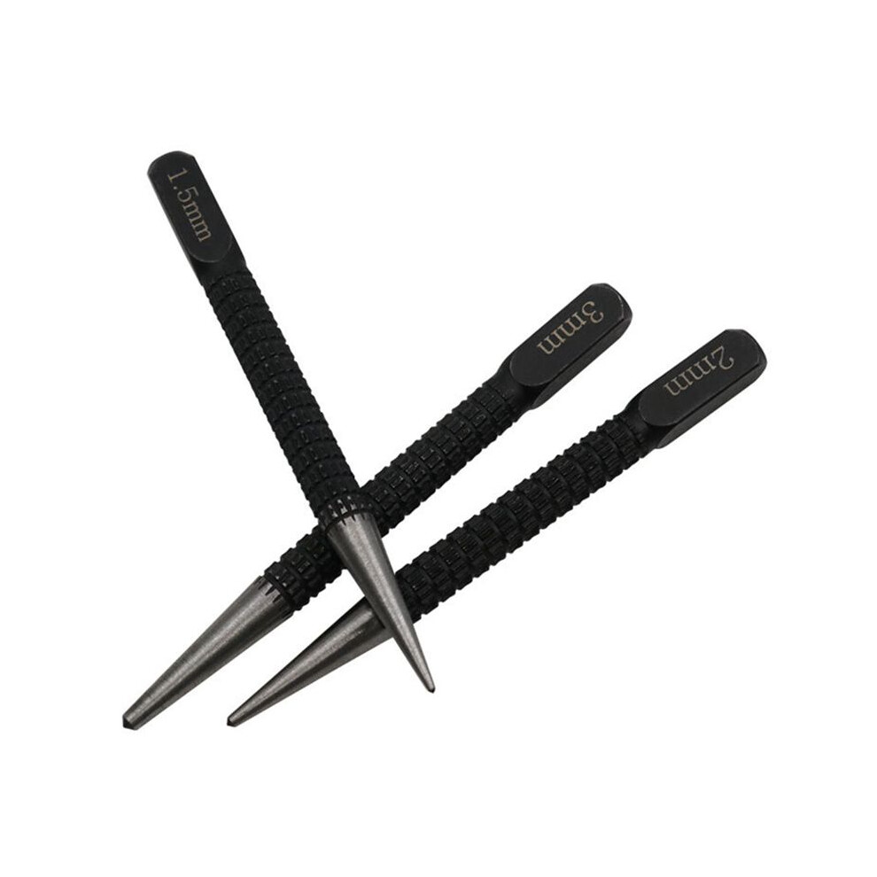3Pc Center Punch Positioning Punch Drilling Fixer Black Cylindrical Nail Punch Pin Tool Accessories 1.5Mm/2Mm/3Mm 6031479403386