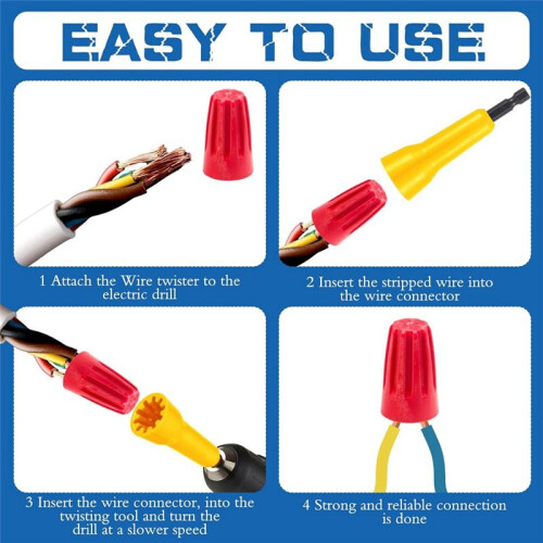 2Pc Wire Twisting Tool Wire Twister Tool Drill Wire Stripper Twisting Wire Connector Socket Wire Twisting Spinner-Yellow 2
