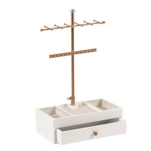 Portagioie un 2 Livelli con Base nel Legno Color Smeraldo, Portagioielli con , con Cassetto, Portagioielli, Scatola Portagioielli, Espositore