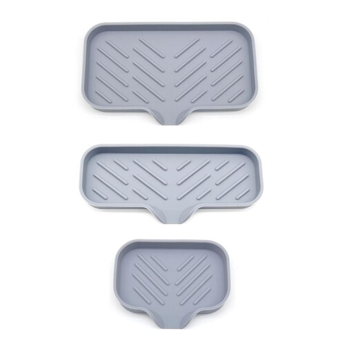 3PCS Countertop Dry Silicone Mat Drain Soap Pad Bathroom Soap Dish