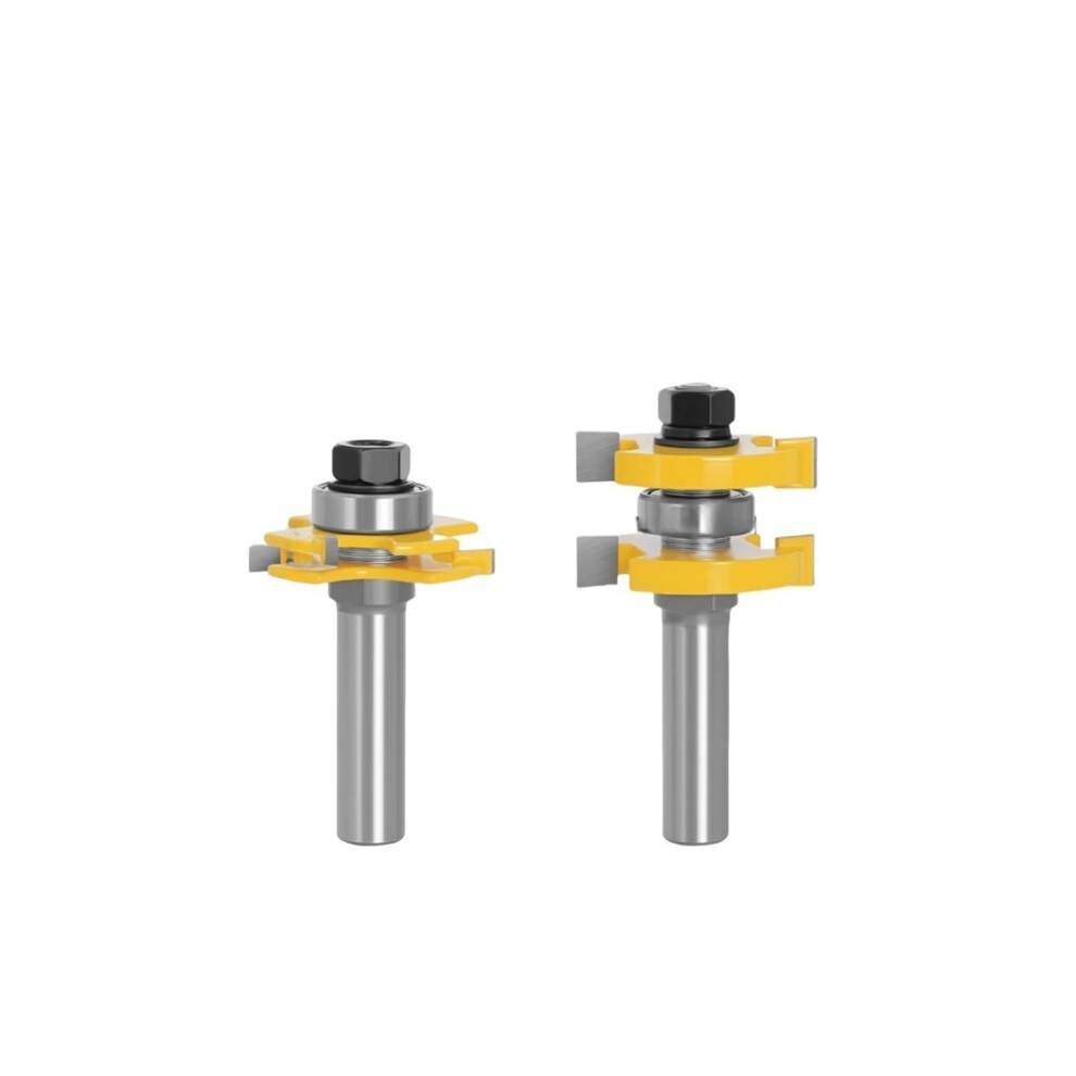 2Pcs 12Mm Shank Tongue And Groove Router Bit Set Adjustable Tenon Cutter For Woodworking Flooring 9382693315311