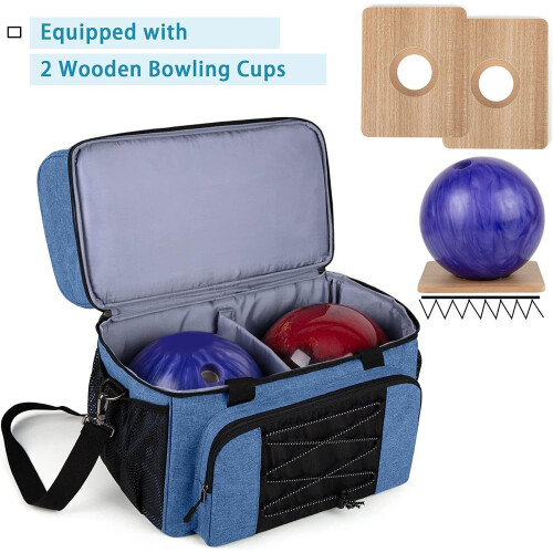 Bowling Ball Bag with Padded Holder for 2 Balls, Adjustable Shoulder Strap, Large Capacity, Durable Storage Solution 2