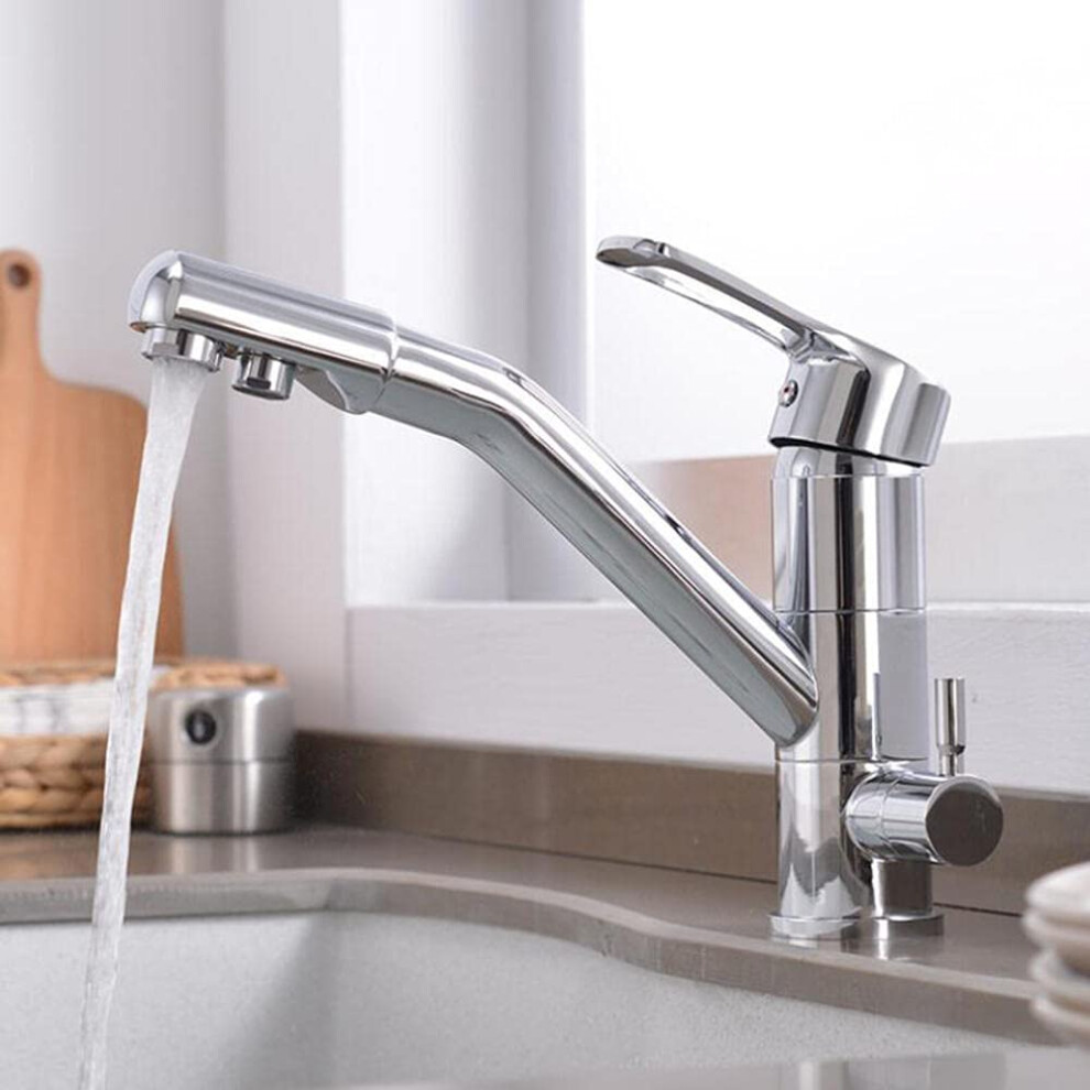 Kitchen Tap 3 Way Faucet Brass, 360 Degree Rotation, Hot And Cold Drinking Water Chrome Finish 9187378468043