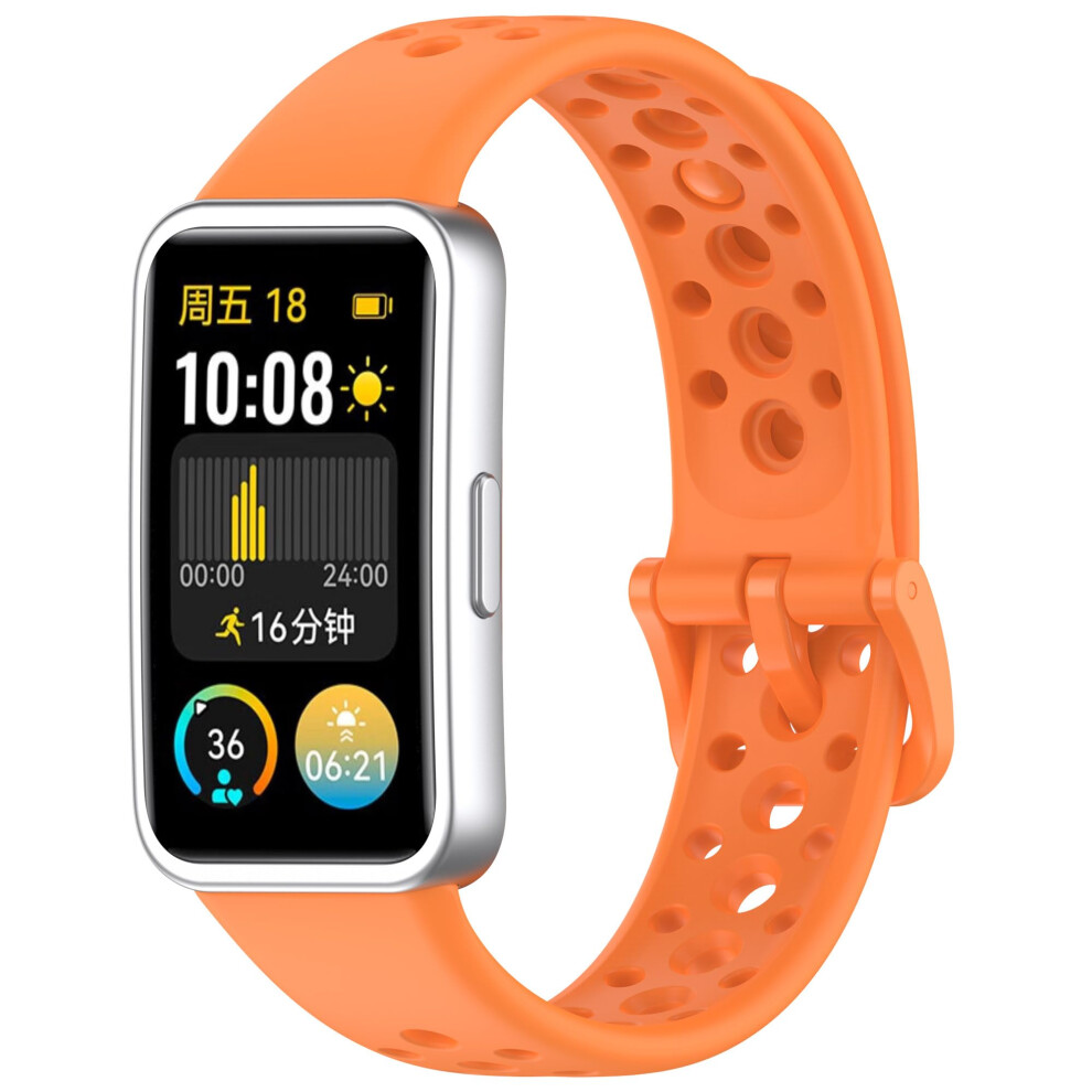 Silicone Watch Band Compatible With Band 9/8, Breathable Replacement Strap, Adjustable Wristband, Orange 9382693457714