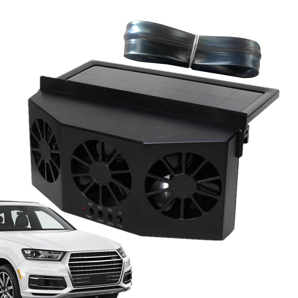 Solar Car Vent Fan With Battery, Triple Airflow, Window Mounted Cooler For Suvs And Trucks 9199774134712