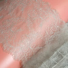 Light Grey Wide Eyelash Chantilly Lace Trim with Elegant Ruffle for Wedding Dresses and Crafts