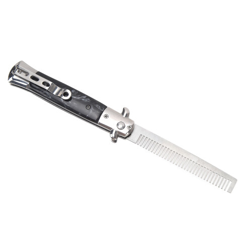 Automatic Stainless Steel Switchblade Comb for Hair, Beard & Moustache