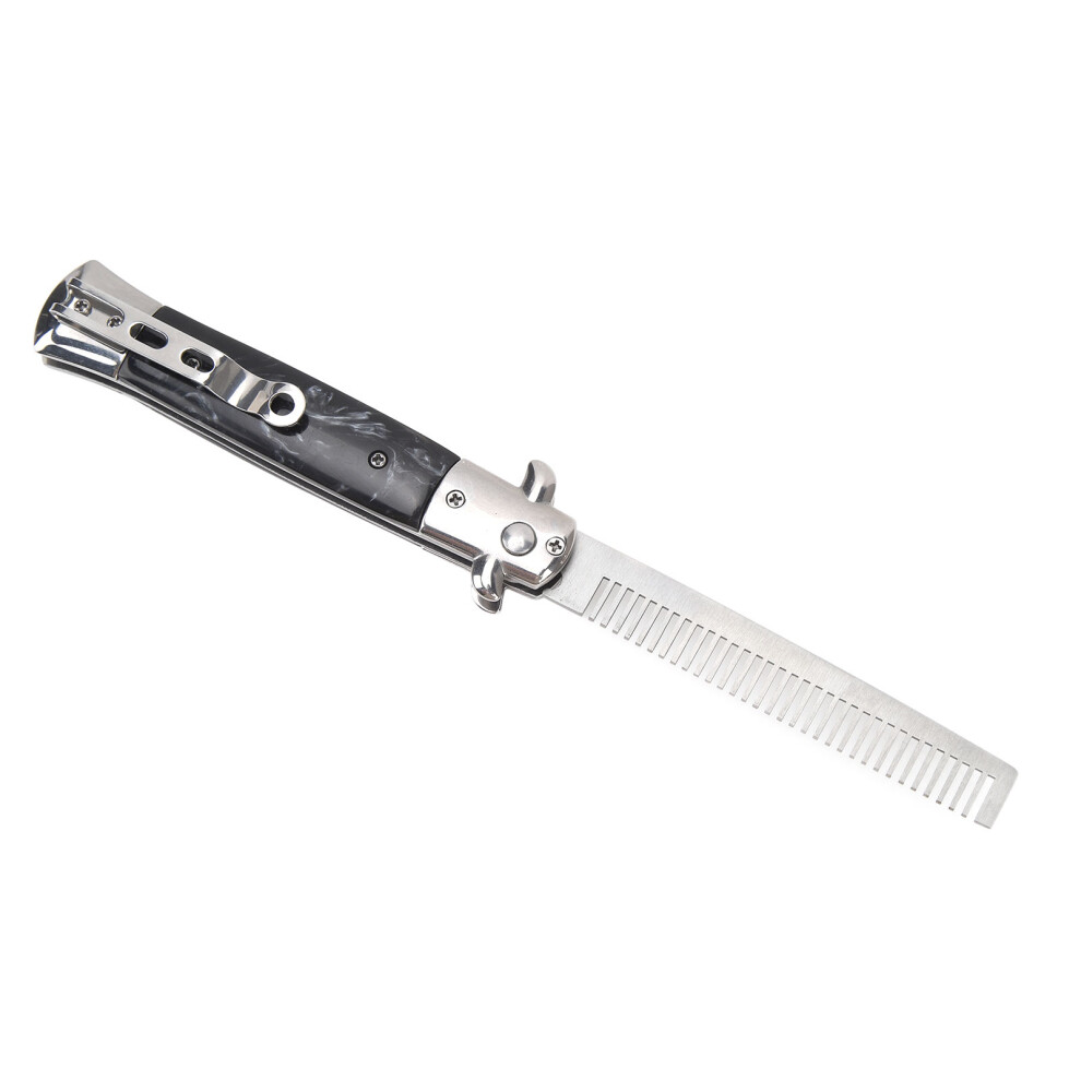 Unisex Automatic Stainless Steel Switchblade Comb For Hair, Beard & Moustache