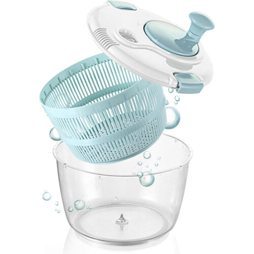 Large Capacity Salad Spinner with Double Layer Mesh Basket for Quick Vegetable Drying 5L 1