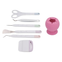 7pcs DIY Craft Tools Set with Silicone Storage Box for Paper Cutting & Engraving in Pink