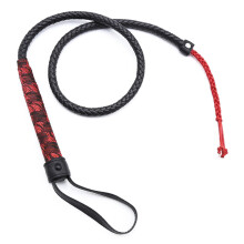 Braided Leather Bondage Whip with Long Swing Range and Soft Touch for Couple Role Play