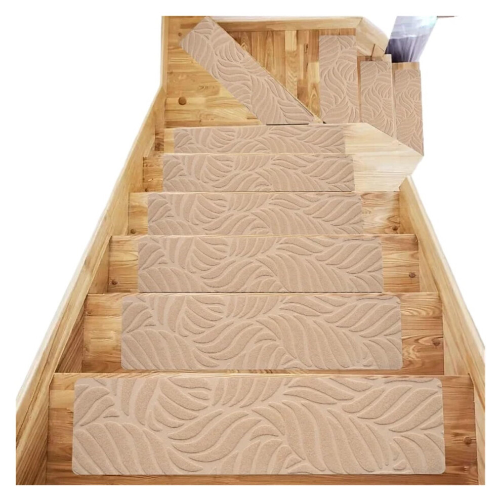 Non Slip Stair Treads 7Pcs 76X20cm Reusable Carpet Mats For Indoor Stairs Safety Beige 9382693459831