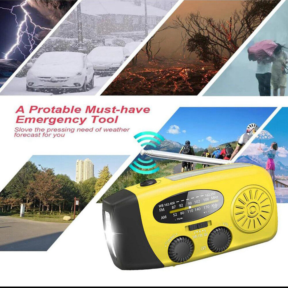 Portable Emergency Radio 2000Mah Solar Hand Crank Led Flashlight 7901383229923