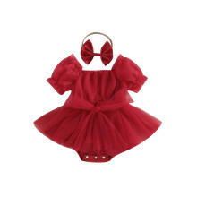(18-24 Months, Red) Καλοκαιρινό φόρεμα κοντά και κορδέλα