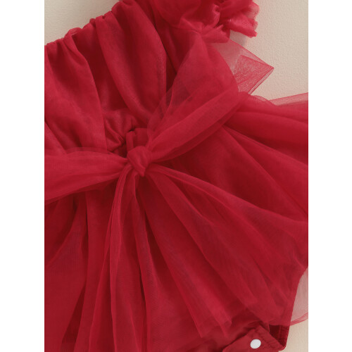 (18-24 Months, Red) Καλοκαιρινό φόρεμα κοντά και κορδέλα 2