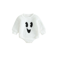 (3-6 Months, White Romper) Body/Moletom Infantil de Halloween com Manga Longa e Gola Redonda Bordada para Recém-Nascidos - Roupa de Outono