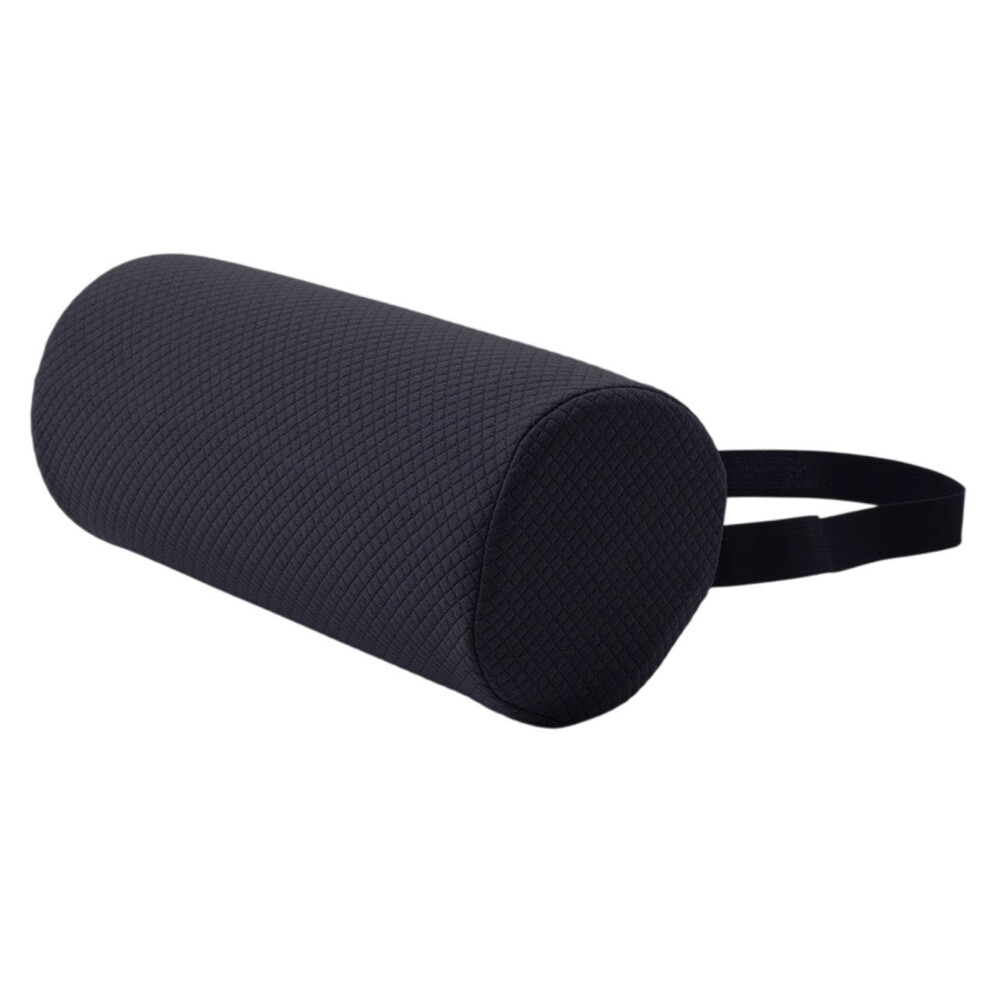 Dark/Blue Lumbar Support Pillow With Breathable Memory Foam And Elastic Strap For Office Chair And Travel,