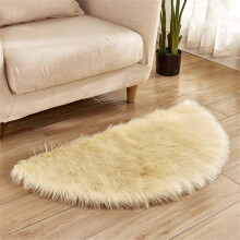 Plush SemiCircular Carpet Soft Shag Rug, Washable Half Moon Faux Fur Floor Mat, 45x90cm For Bedroom And Living Room