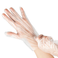 300 Count Clear Disposable Polyethylene Food Handling Gloves, 25cm x 25cm, One Size Fits Most for Cooking, BBQ, Kitchen, Cleaning