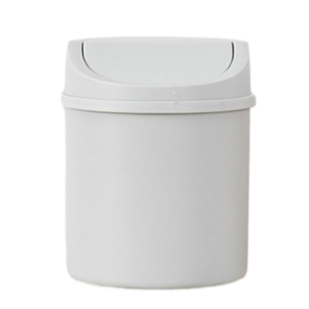 Mini Trash Can With Swing Lid, Compact Desktop Waste Bin For Office Home Car, 16.5X13cm Grey 9347817682915
