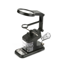 LED Soldering Station with 3X 4.5X 25X Magnifier, Helping Hands, 360 Clips and Heavy Base