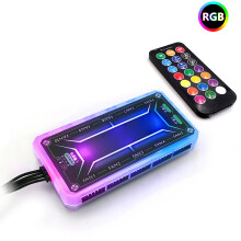ARGB PWM Fan Hub With Magnetic Design, 9 Port ARGB And PWM HUB For Case Fans With Controller SATA Power Input Wireless Remote Adjustable Height Suppor