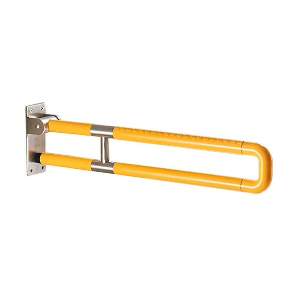 Yellow Bathroom Grab Bar Foldable Nonslip Safety Rail For Elderly 75Cm Rustproof 200Kg Capacity
