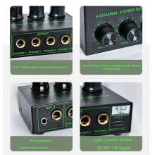 4 Channel Low Noise Stereo Audio Amplifier Professional Headphone Amplifier for Sound Mixer PC Guitar SET 2