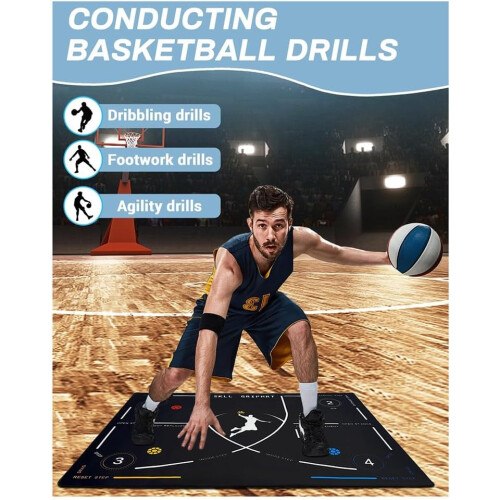 Basketball Footstep Mat Portable Agility Training Mat for Speed and Skill Development - Durable Non-Slip Design 2