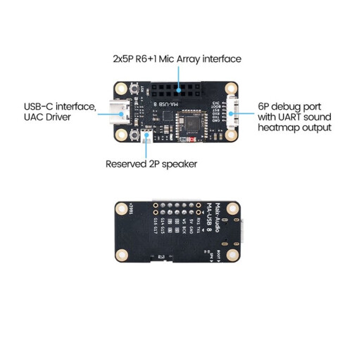 MA-USB8 Drive Board Supports 12-Directional Beamforming Used for 6+1 Mic Array Microphone Array 1