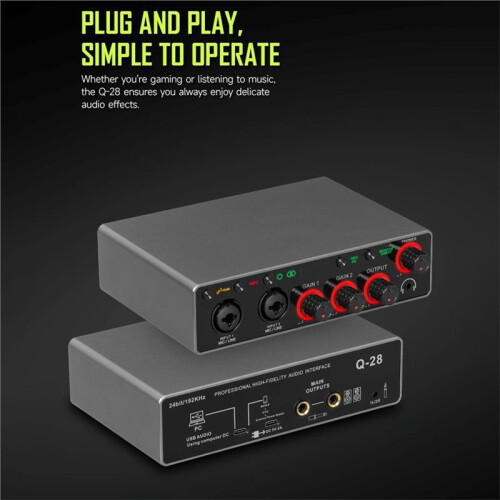 Portable Recording Sound Card Plug and  Computer Recording USB Audios Interfaces for Podcasters Studio 2