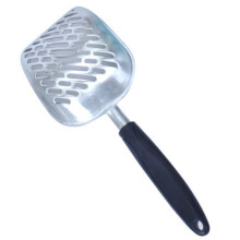 Metal Cat Litter Scoop with Long Handle and Ergonomic Grip for All Litter Types Random Handle Color