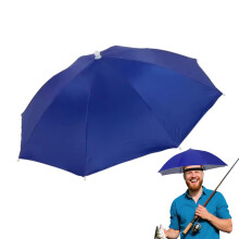 Umbrella Hat UV Resistant Waterproof Adjustable Elastic Band Foldable for Outdoor Gardening Golf Royal Blue