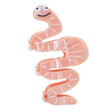 Pinza para el Pelo con Forma de Gusano Rosa con Cara Sonriente para Mujeres y Niñas. Horquilla Práctica y de Alta Gama.